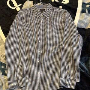 Madison James Blue, Gray and White Gingham Shirt